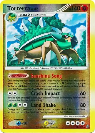 Torterra [Reverse Holo] #11 Pokémon Card from Pokemon Stormfront Set 