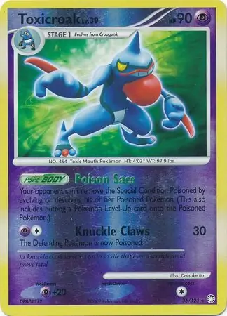 Toxicroak [Reverse Holo] #36 Pokémon Card from Pokemon Mysterious Treasures Set 
