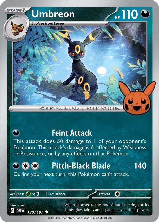 Umbreon #130 from Obsidian Flames Pokémon card set