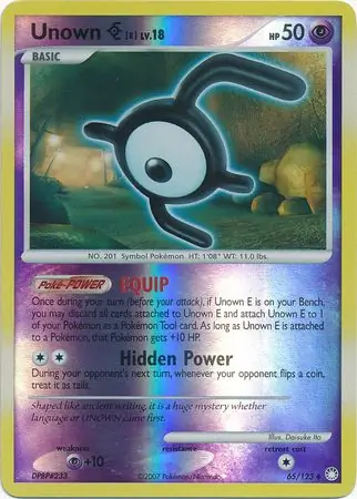 Unown E [Reverse Holo] #65 from Mysterious Treasures Pokémon card set