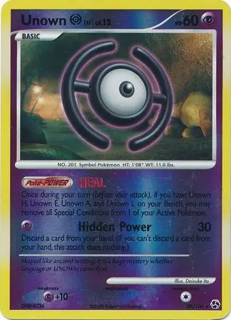 Unown H [Reverse Holo] #29 from Great Encounters Pokémon card set