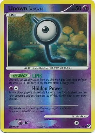 Unown L [Reverse Holo] #91 Pokémon Card from Pokemon Great Encounters Set 