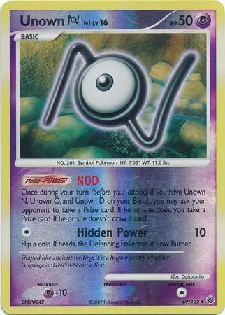 Unown N [Reverse Holo] #69 from Secret Wonders Pokémon card set