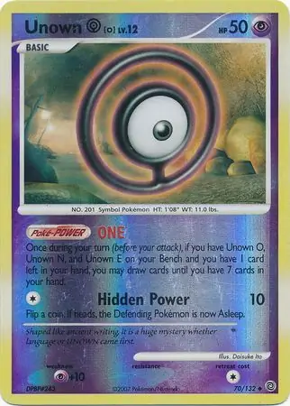 Unown O [Reverse Holo] #70 Pokémon Card from Pokemon Secret Wonders Set 