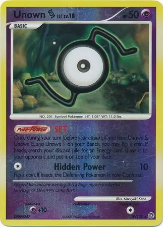 Unown S [Reverse Holo] #39 from Secret Wonders Pokémon card set