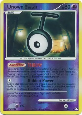 Unown T [Reverse Holo] #67 Pokémon Card from Pokemon Mysterious Treasures Set 