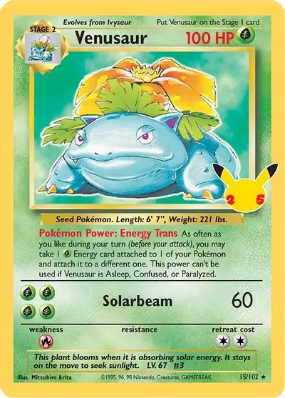 Venusaur #15 from Base Set Pokémon card set