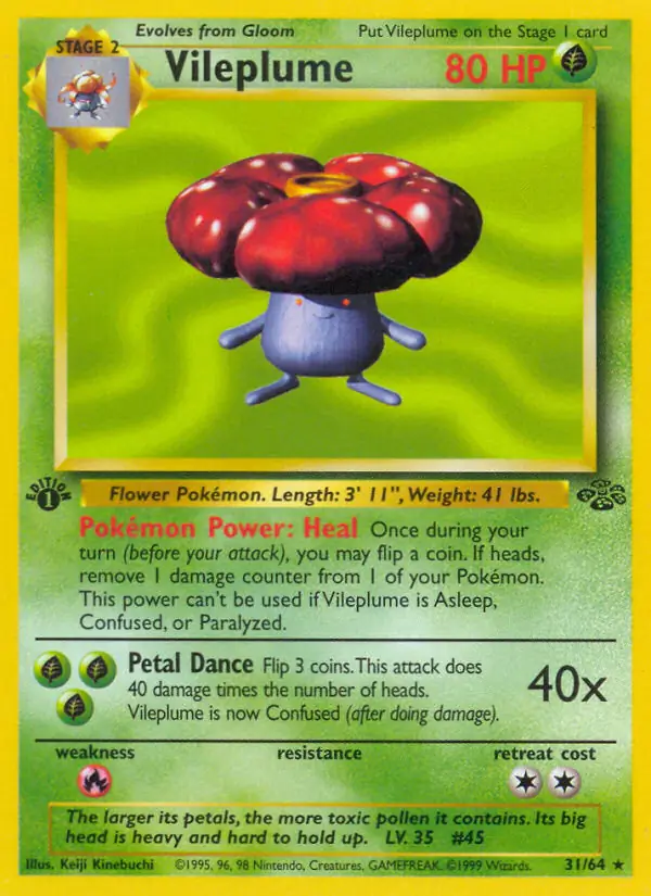 Vileplume #31 Pokémon Card from Pokemon Jungle Set 