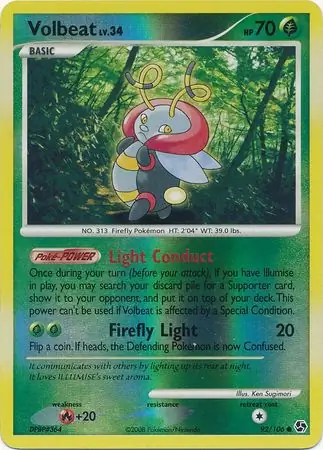Volbeat [Reverse Holo] #92 from Great Encounters Pokémon card set
