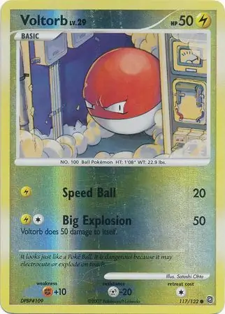 Voltorb [Reverse Holo] #117 Pokémon Card from Pokemon Secret Wonders Set 