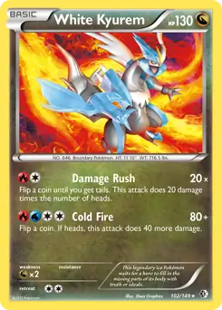 White Kyurem [Cracked Ice] #102 Pokémon Card from Pokemon Boundaries Crossed Set 