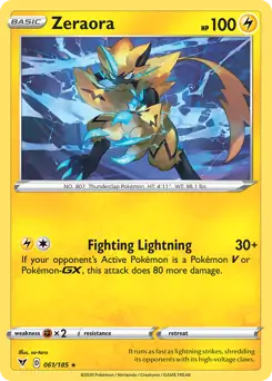 Zeraora [Cosmos Holo] #61 from Vivid Voltage Pokémon card set
