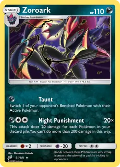 Zoroark [Cosmos Holo] #91 from Breakthrough Pokémon card set