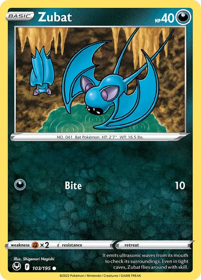 Zubat #103 Pokémon Card from Pokemon Silver Tempest Set